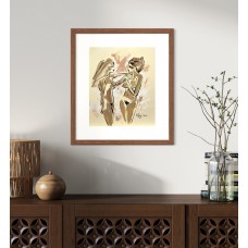 "Naked girlfriends" - oil painting on paper, original, artist M. Stognieva